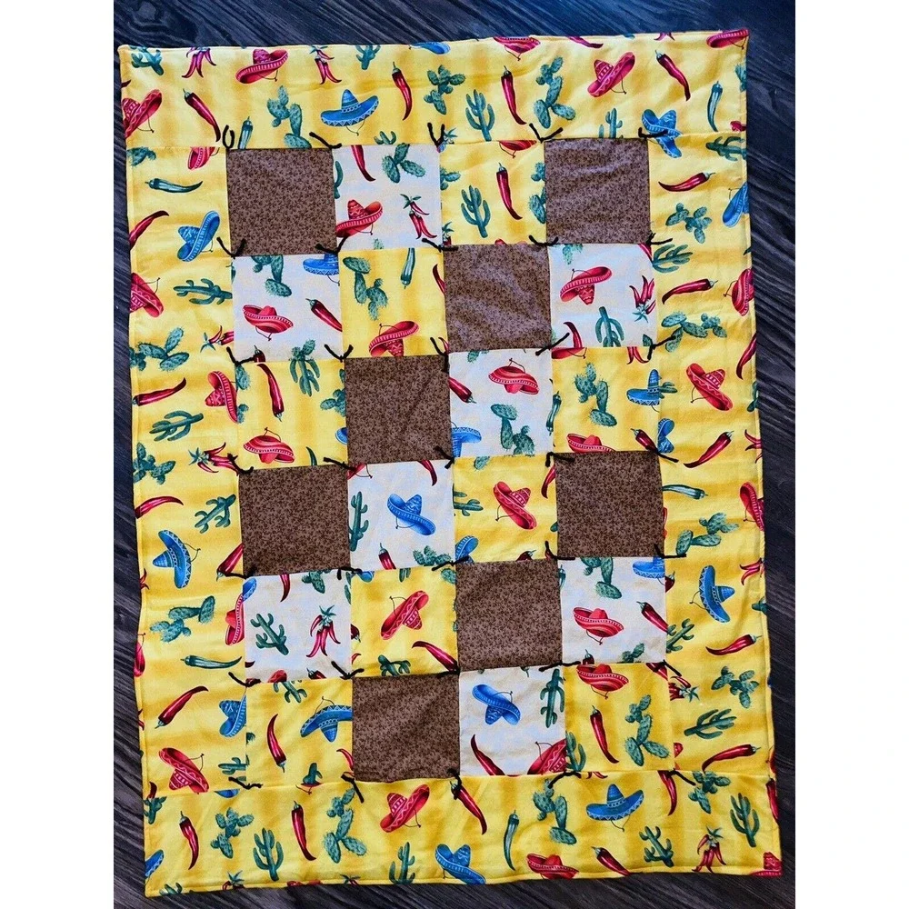 Handmade Hand Quilted Throw/Toddler‎ / Crib / Baby Quilt 31.5”x 43” #5